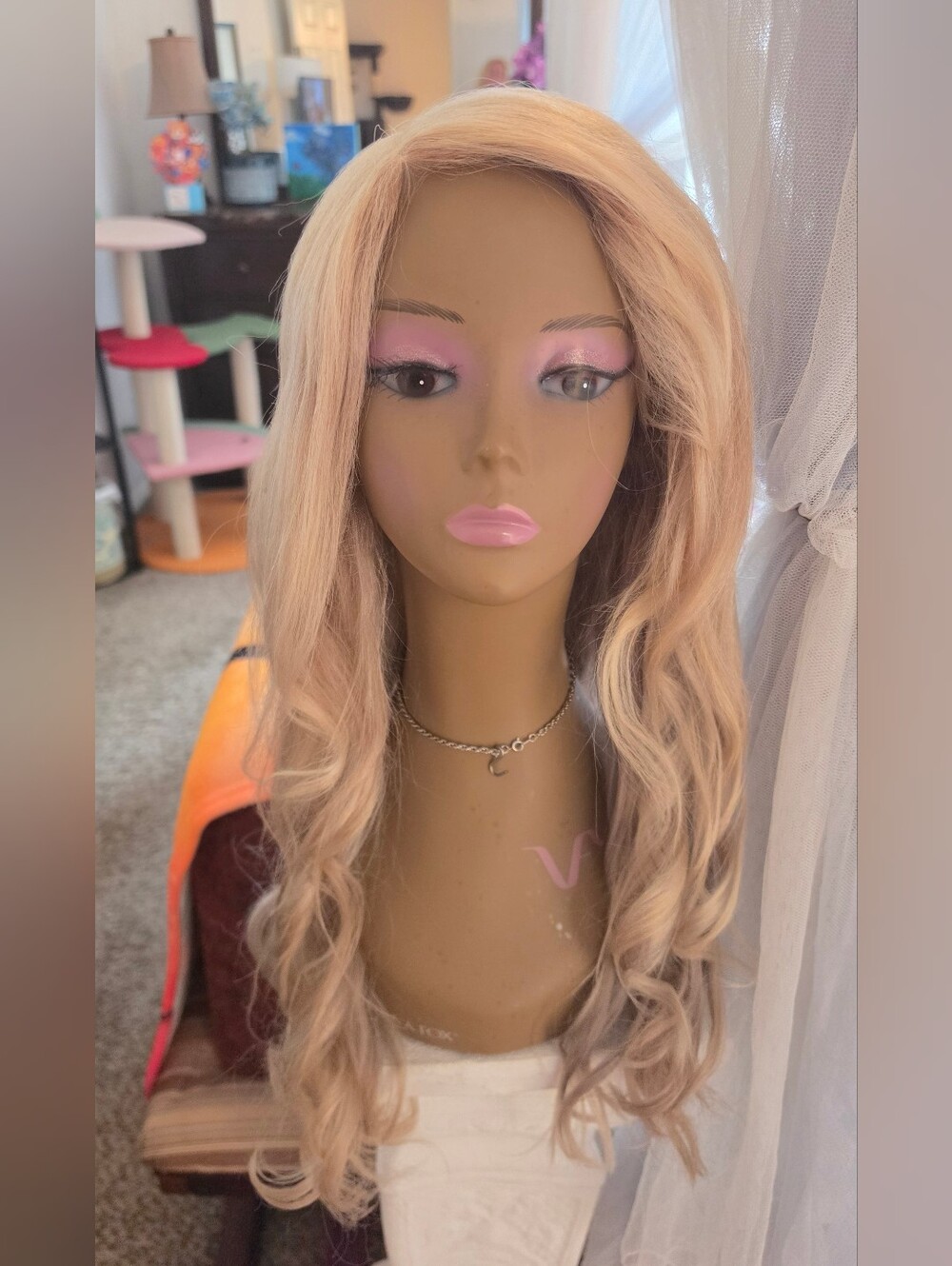Human hair wavy lace wig 24 inch